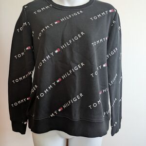 Tommy Hilfiger Black Crewneck with Signature Stripe